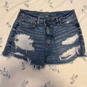American Eagle Outfitters Women's Blue Distressed Denim Shorts